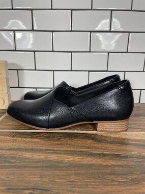 Clarks Juliet Palm Shoes Womens Size 7 Black Leather Slip On Comfort Loafers